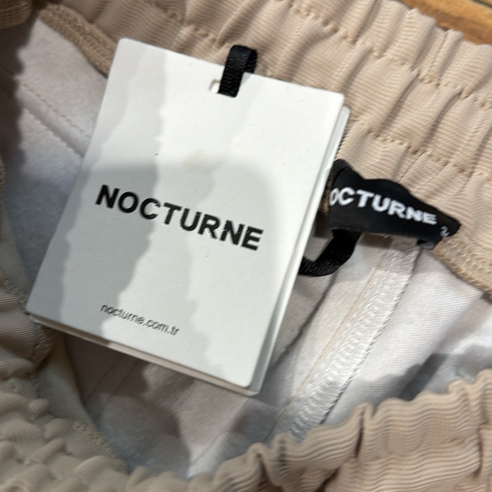 Nocturne Faux Leather Joggers Lined Cream Tan Zip Ankle Pockets NWT Size 34 XS - Picture 5 of 5